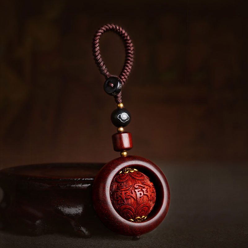 Buddha Stones Tibetano Piccola Foglia Sandalo Rosso Ebano Fortuna Protezione Rotazione Decorazione