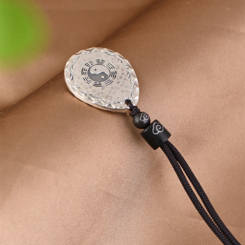 Buddha Stones Vintage 999 Sterling Silver Yin Yang Bagua Water Drop Design Balance Harmony Collana Pendente - image 6