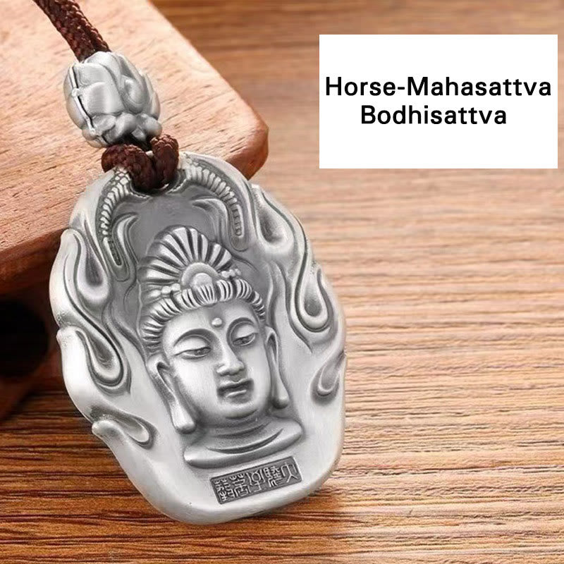 Buddha Stones Zodiaco cinese Buddha natale Om Mani Padme Hum Loto Compassione Collana pendente - Cavallo-Mahasattva Bodhisattva - image 15