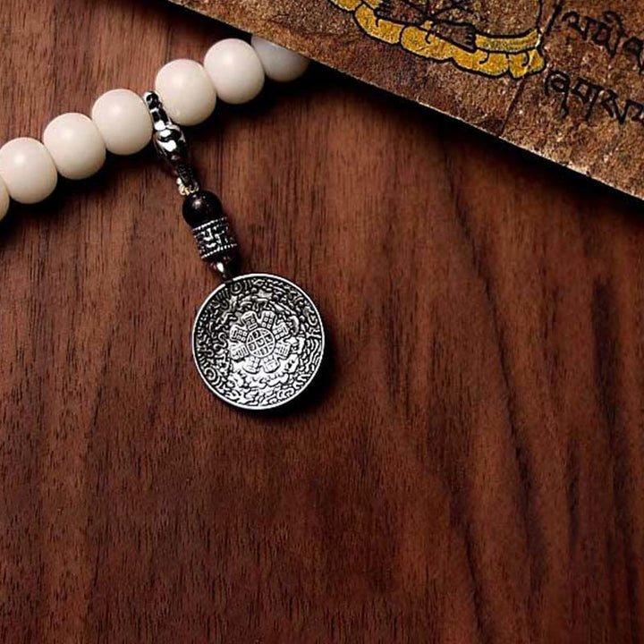 Buddha Stones Tibet 108 perle Mala Bodhi Seme Bagua Vajra Dzi Perline Bracciale Ricchezza Agata Grigia