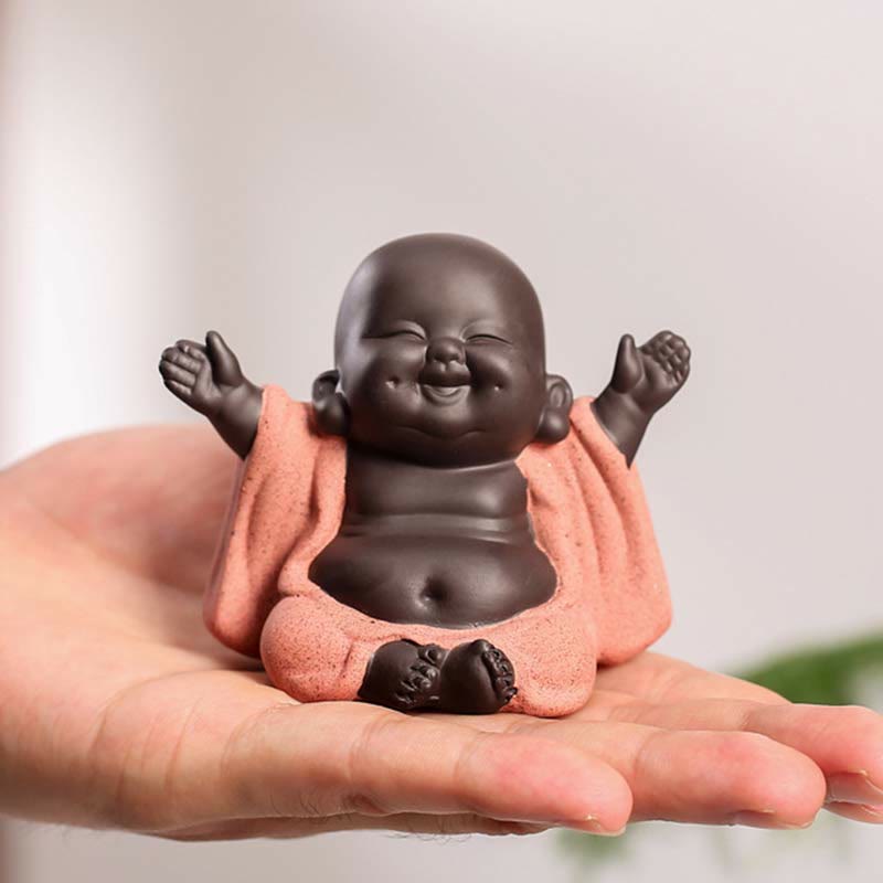 Buddha Stones Buddha sempre sorridente che ride Ricchezza Fortuna Argilla viola Statua di Maitreya Decorazione - Buddha che ride sempre sorridente - image 0