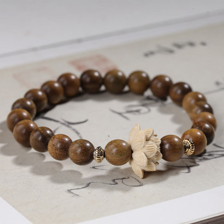 Braccialetto rilassante Buddha Stones Sandalo verde Bosso Loto
