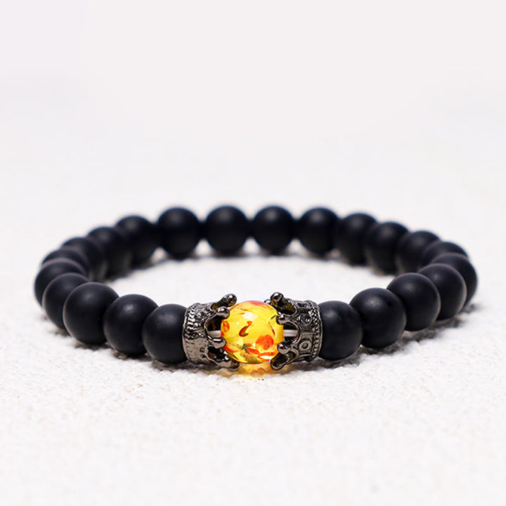 Buddha Stones Pietra naturale Corona del re e della regina Perline di energia curativa Bracciale di coppia