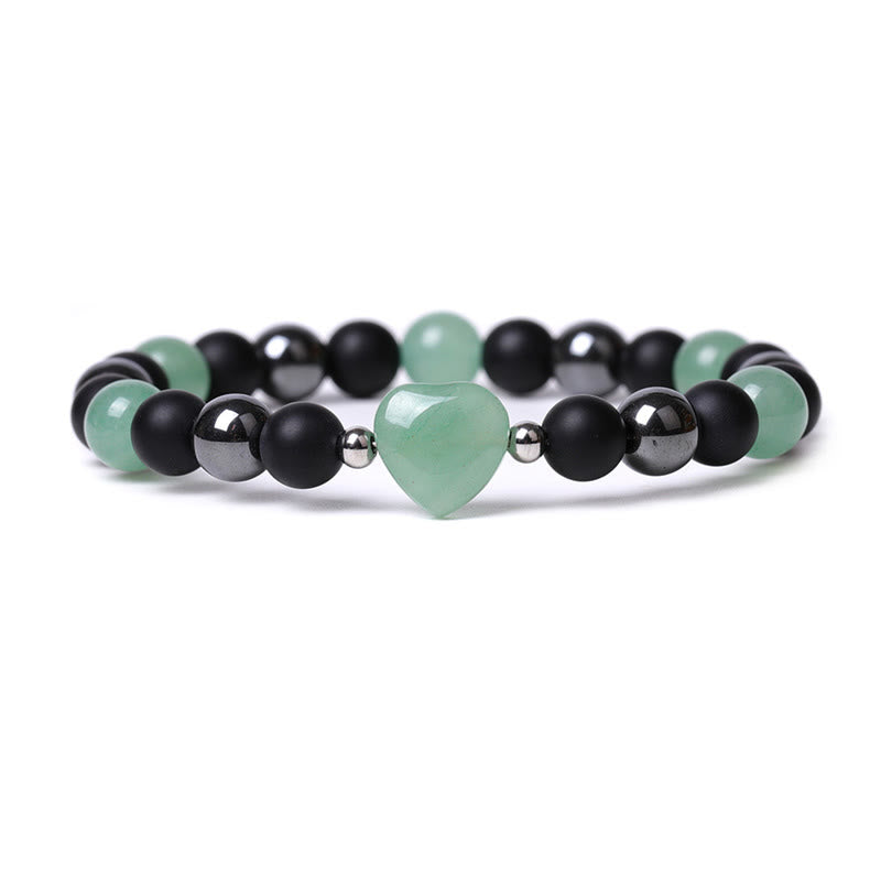 Braccialetto di protezione del cuore dell'amore di cristallo della pietra dell'occhio di tigre di onice nero Buddha Stones