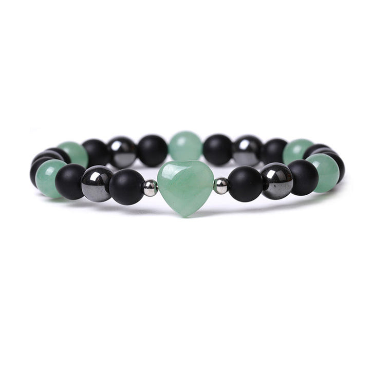 Braccialetto di protezione del cuore dell'amore di cristallo della pietra dell'occhio di tigre di onice nero Buddha Stones