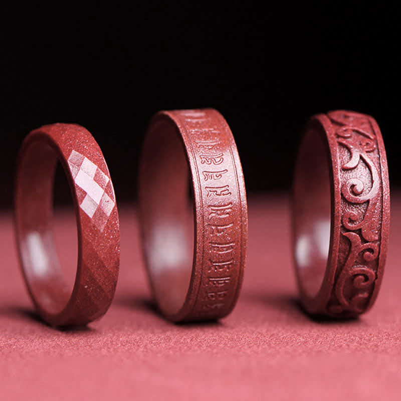 Anello di benedizione Buddha Stones Cinnabar Om Mani Padme Hum Nuvole di buon auspicio