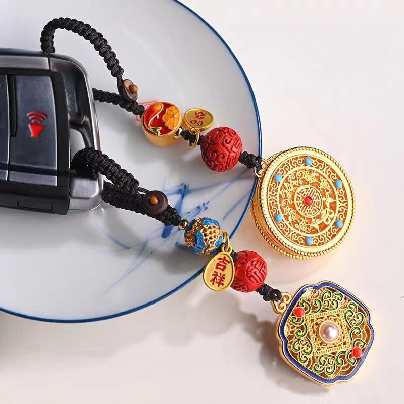 Portachiavi con ciondolo a forma Buddha Stones Fu Character Blessing Ruyi