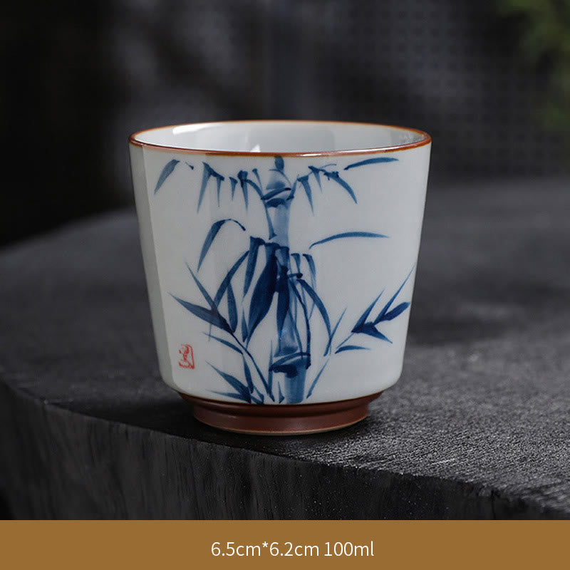 Buddha Stones Fiore di Loto Foglia di Bambù Tazza da Tè in Ceramica Tazze da Tè Kung Fu
