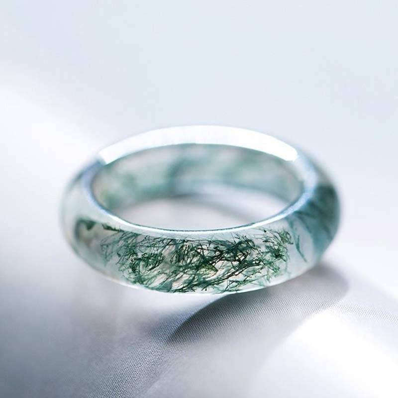 Anello di equilibrio curativo in agata muschiata Buddha Stones