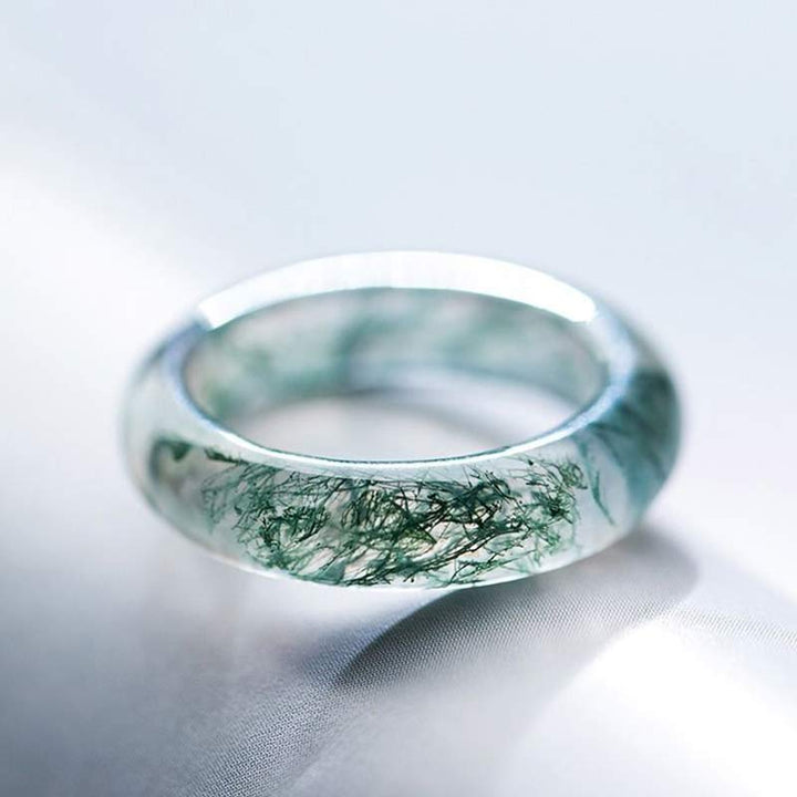 Anello di equilibrio curativo in agata muschiata Buddha Stones