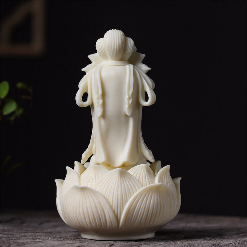Buddha Stones Mini Avorio Frutta Kwan Yin Avalokitesvara Loto Ricchezza Decorazione Scrivania