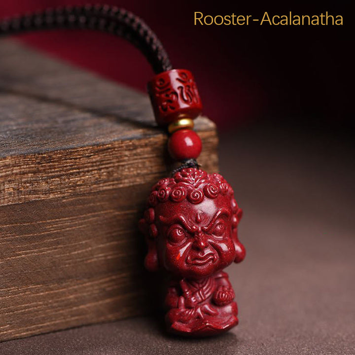 Buddha Stones Zodiaco cinese Buddha natale Cinabro naturale Amuleto Tieni lontani gli spiriti maligni Collana pendente