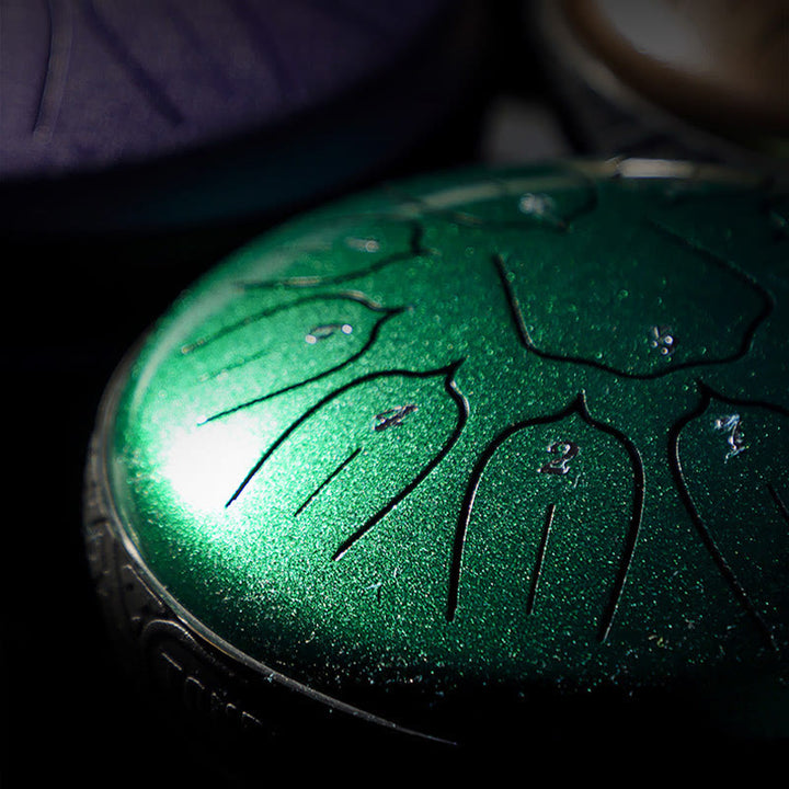 Buddha Stones Steel Tongue Drum Sound Healing Meditazione Yoga Lotus Drum Kit 11 Note 6 Pollici