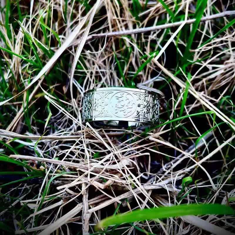 PAURO Anello Uomo In Acciaio Inossidabile 316L - 4 Bestie Guardiane Cinesi (Drago, Tigre Bianca, Suzaku, Basalto) - Larghezza 16/10 Mm