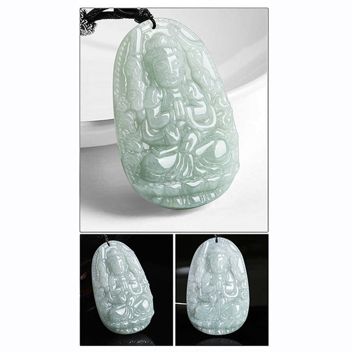 Buddha Stones Collana con ciondolo di prosperità e ricchezza in giada con Buddha dello zodiaco cinese - image 18