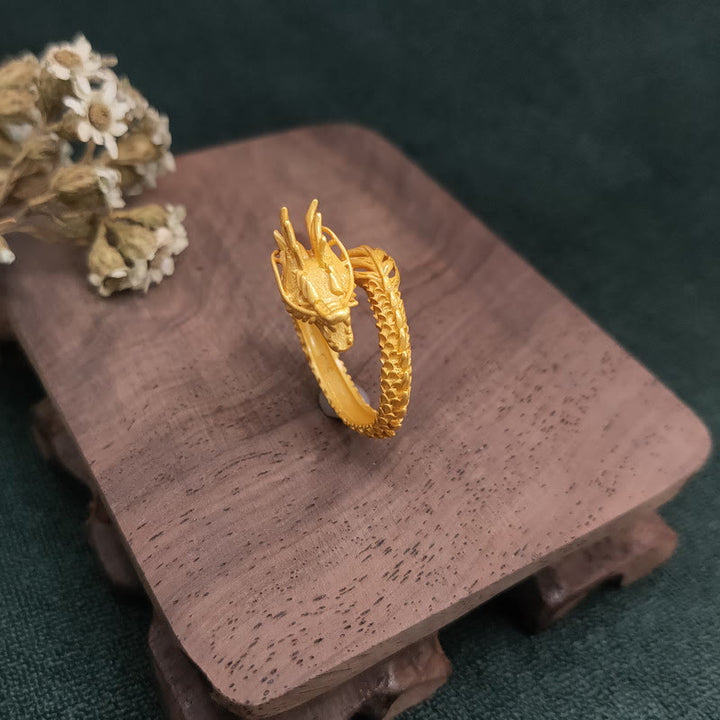 Anello di forza del successo del drago dorato Buddha Stones