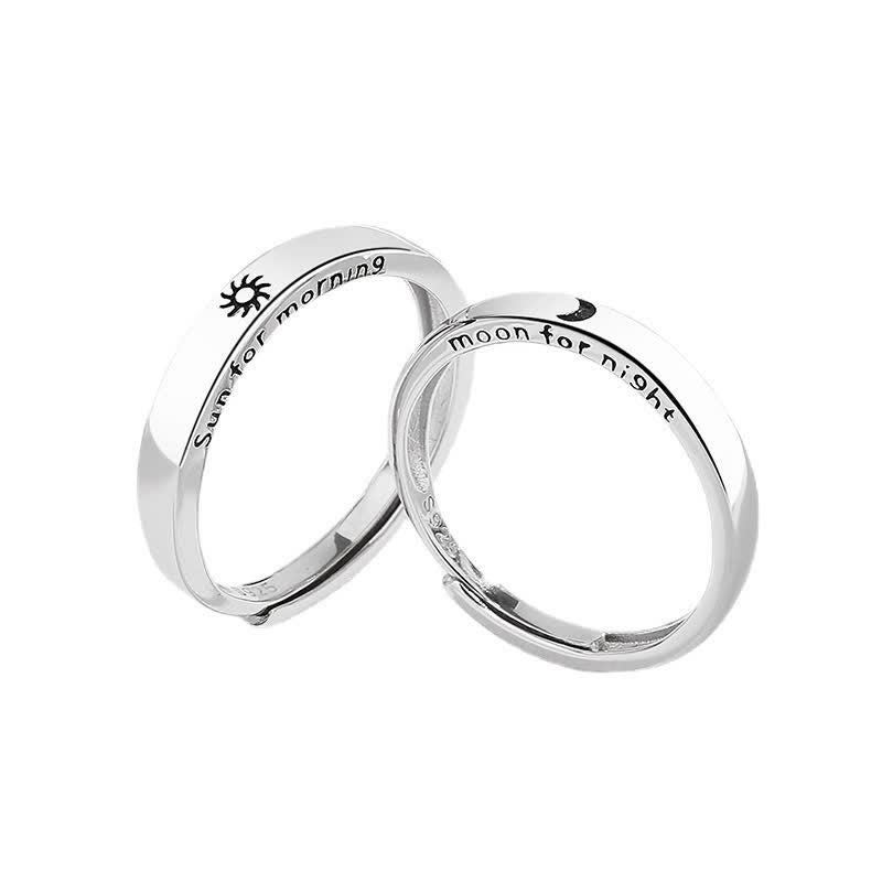 Anello regolabile per coppia con protezione sole e luna in argento sterling 925 Buddha Stones