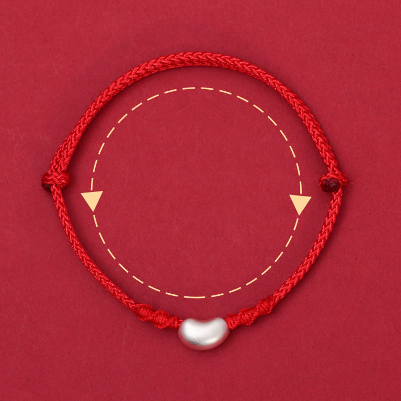 Bracciale intrecciato fatto a mano Buddha Stones 999 Sterling Silver Bean Design Luck Connection