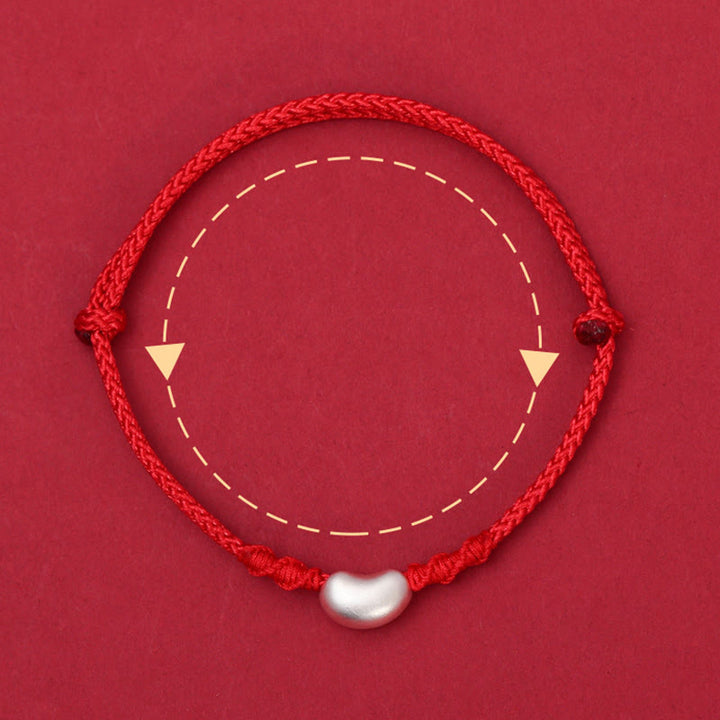 Bracciale intrecciato fatto a mano Buddha Stones 999 Sterling Silver Bean Design Luck Connection