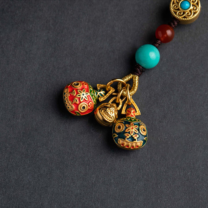 Buddha Stones Oro Ingoiare Bestia Famiglia Fortuna Portachiavi Auto Telefono Appeso Decorazione