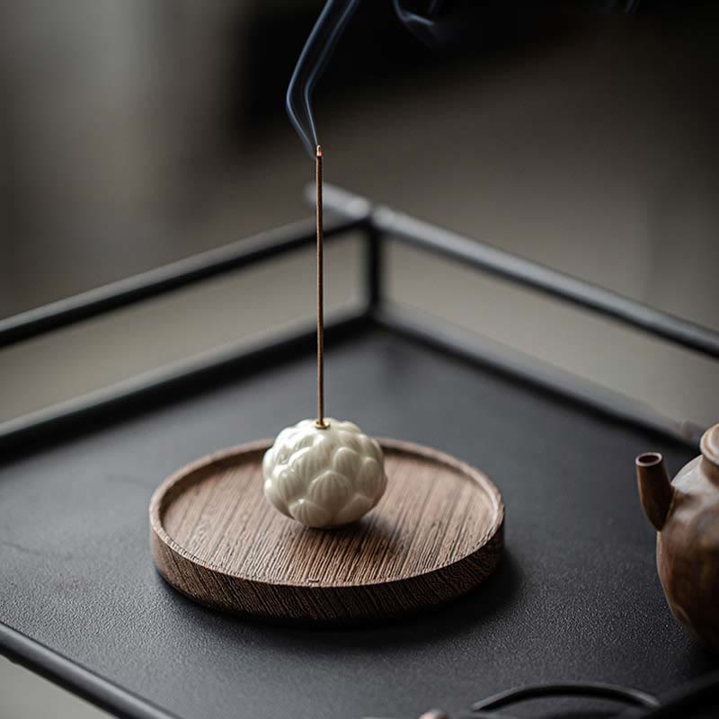 Buddha Stones Mini Fiore di Loto Meditazione Bastoncino di Ceramica Piccolo Bruciatore di Incenso Decorazione