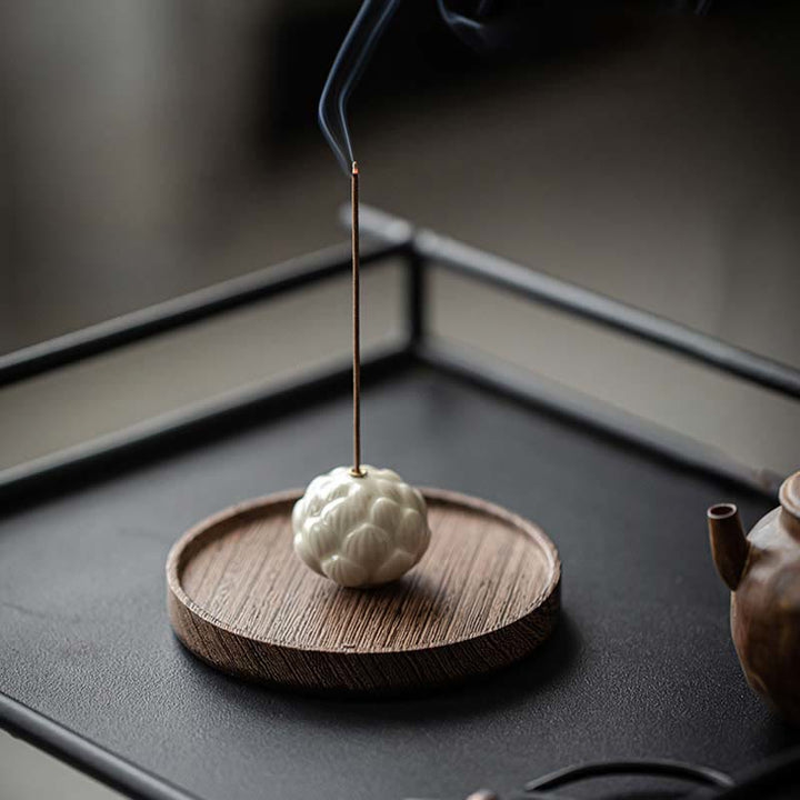 Buddha Stones Mini Fiore di Loto Meditazione Bastoncino di Ceramica Piccolo Bruciatore di Incenso Decorazione
