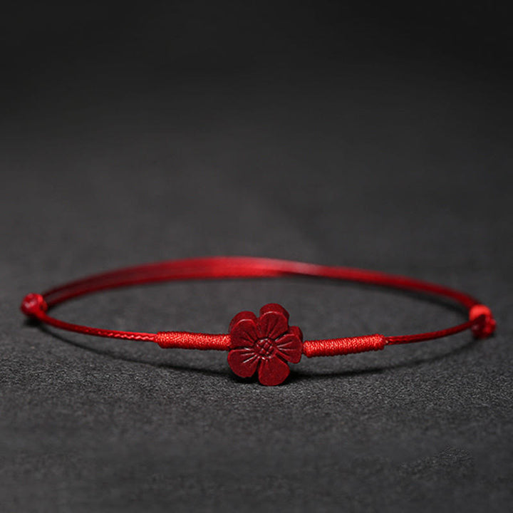 Braccialetto intrecciato con benedizione di Buddha Stones , fatto a mano, con fiore di prugna, quadrifoglio, PiXiu, loto, pesce koi, cinabro