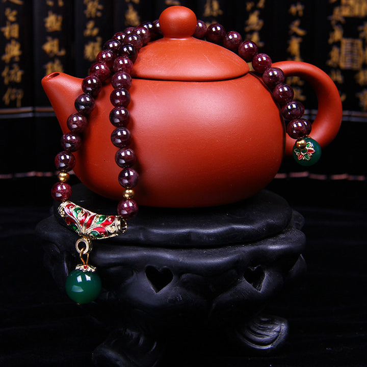 Braccialetto di benedizione in granato naturale Buddha Stones