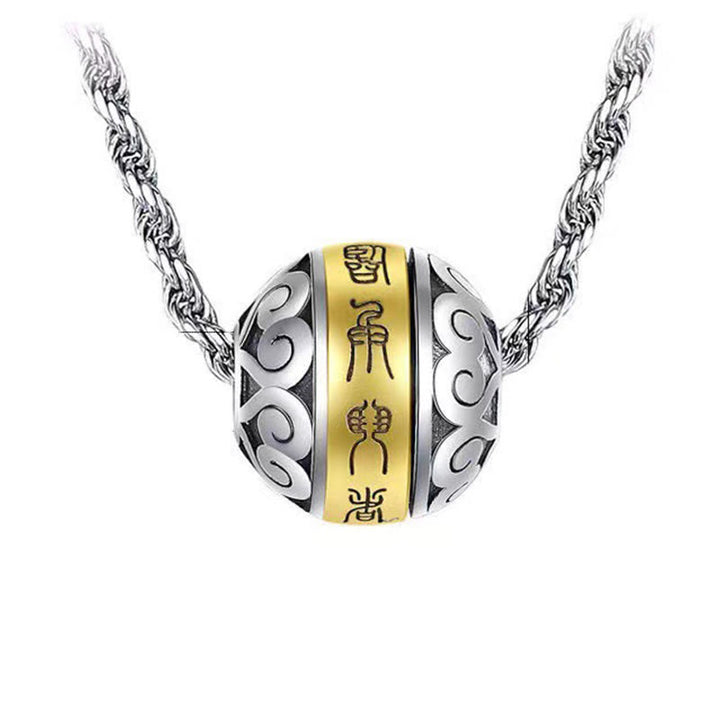 Collana con ciondolo girevole con amuleto inciso con mantra taoista a nove caratteri Buddha Stones Balance