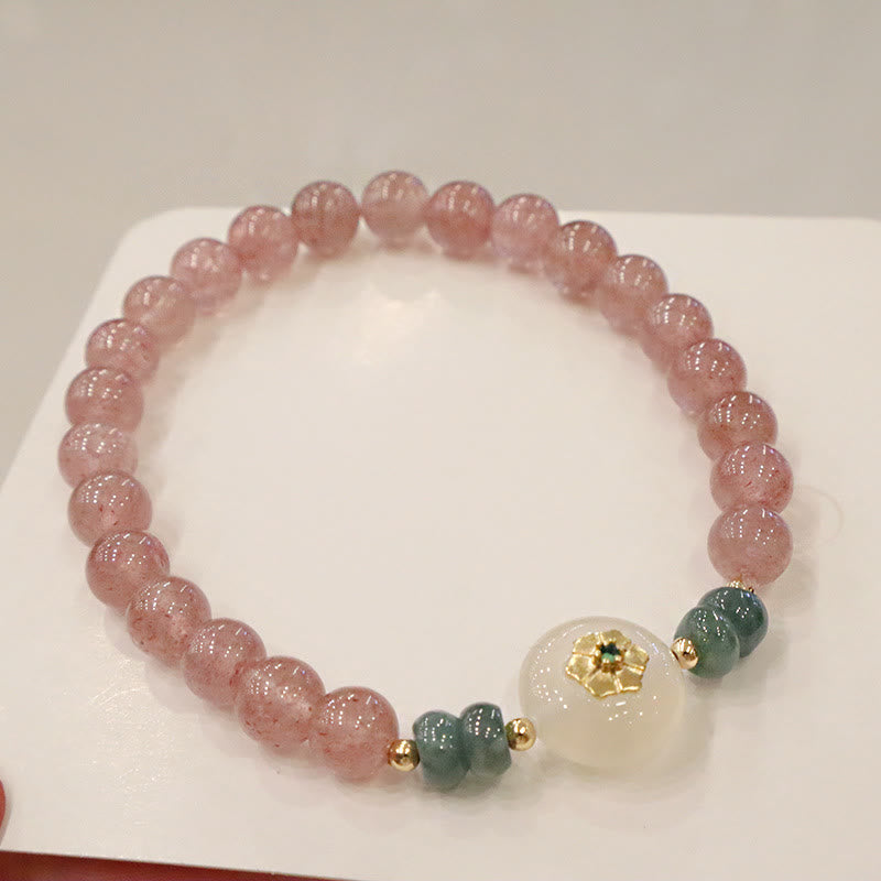 Braccialetto curativo in giada calcedonio quarzo fragola naturale Buddha Stones