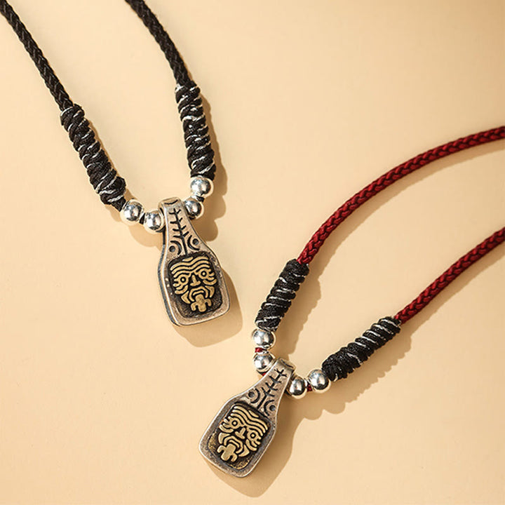 Buddha Stones Tibetano Argento Sterling 925 Zakiram Dea della Ricchezza Protezione Corda Collana Pendente