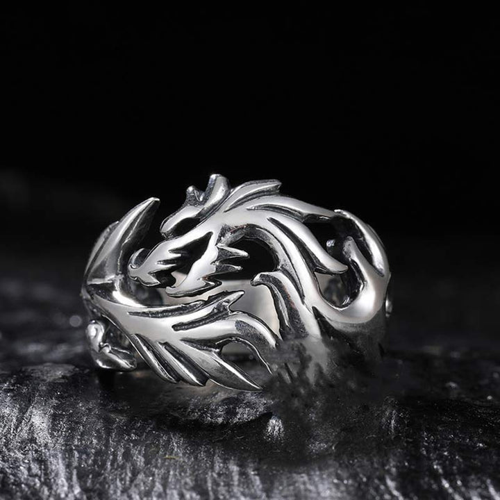 Anello regolabile con motivo a drago Buddha Stones, protezione e forza