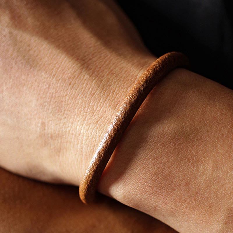 Braccialetto con fibbia magnetica in rame e pelle retrò Buddha Stones Luck Healing