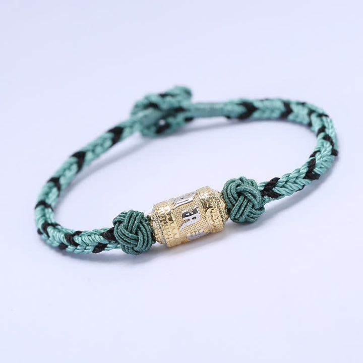 Braccialetto con corda rossa, in argento sterling 925, con ruota di preghiera Om Mani Padme Hum, con Buddha Stones e forza