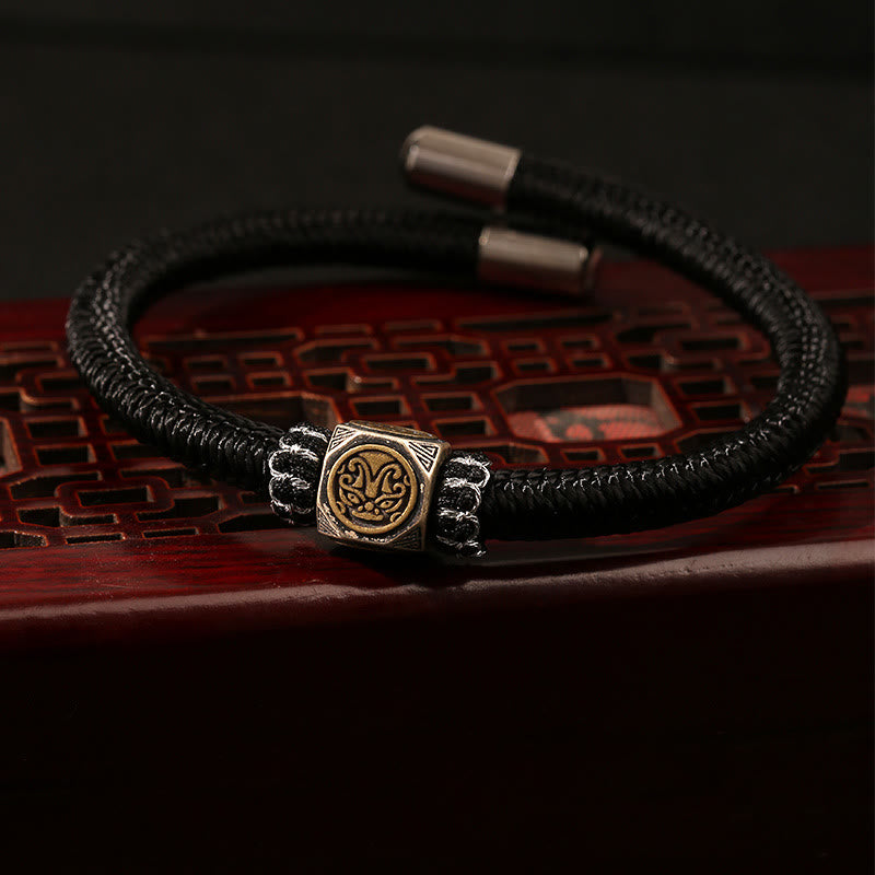 Bracciale Buddha Stones in argento sterling 925 con nodo perfetto e nodo King Kong, fede e forza