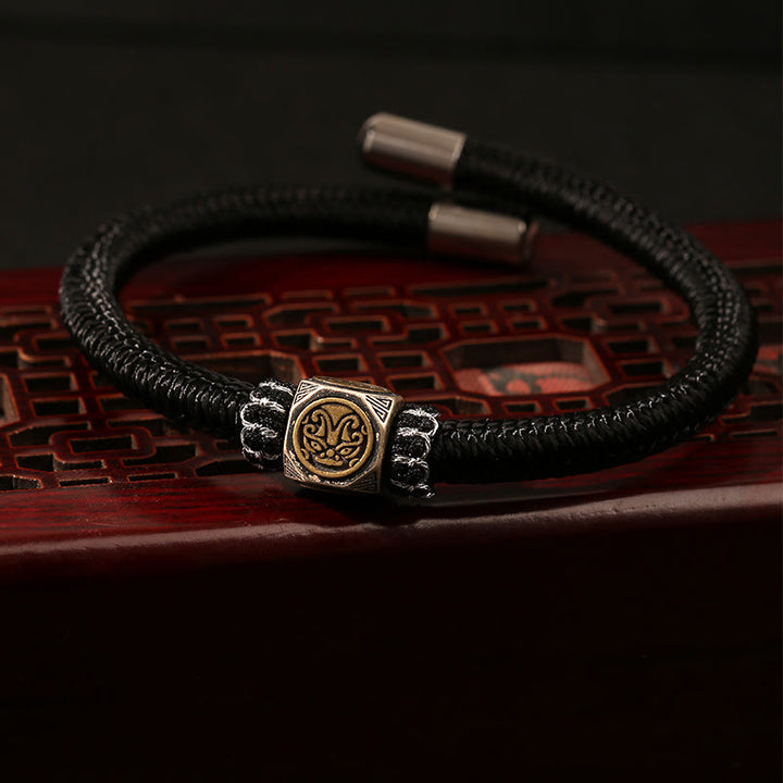 Bracciale Buddha Stones in argento sterling 925 con nodo perfetto e nodo King Kong, fede e forza