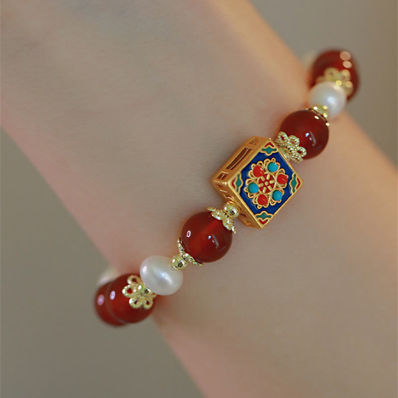 Bracciale Buddha Stones Agata Rossa Perla Fiducia Autoaccettazione