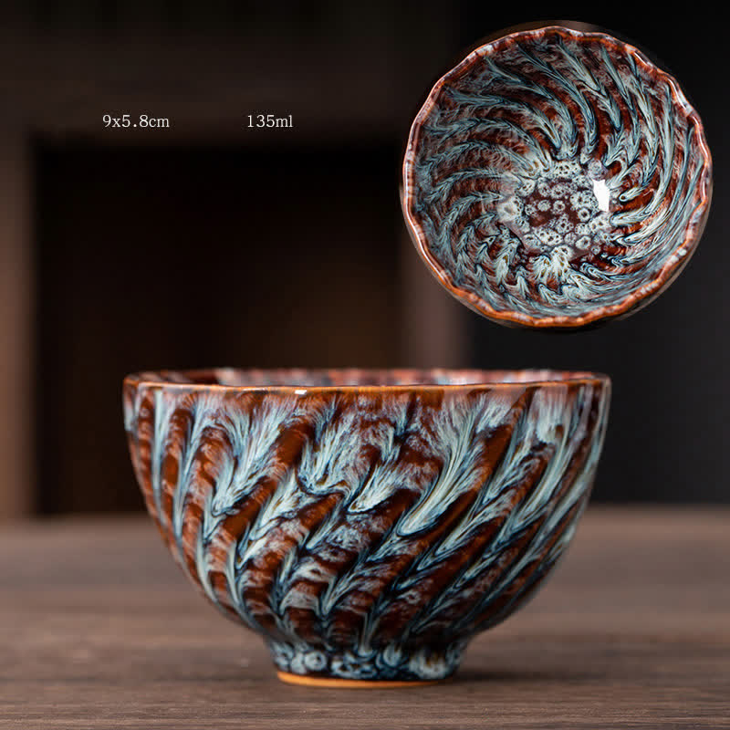 Buddha Stones Peach Blossom Pattern Tazza da tè in ceramica Tazze da tè a forma di fiore