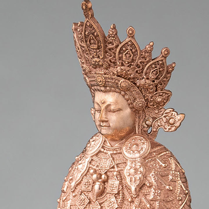 Statua di Buddha Shakyamuni in rame fatta a mano con compassione, decorazione