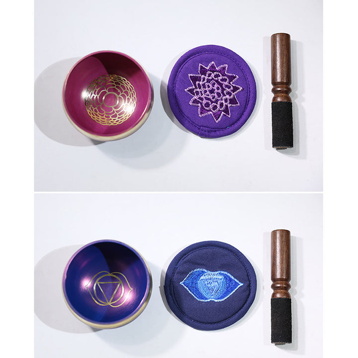 Buddha Stones Tibetan Sound Bowl realizzata a mano per la guarigione dei chakra e la meditazione consapevole. Set di campane tibetane per canto.