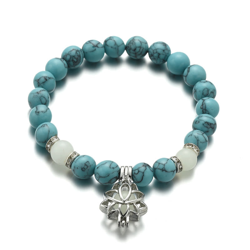 Braccialetto di protezione con perline luminose in pietra luminosa turchese tibetano Buddha Stones