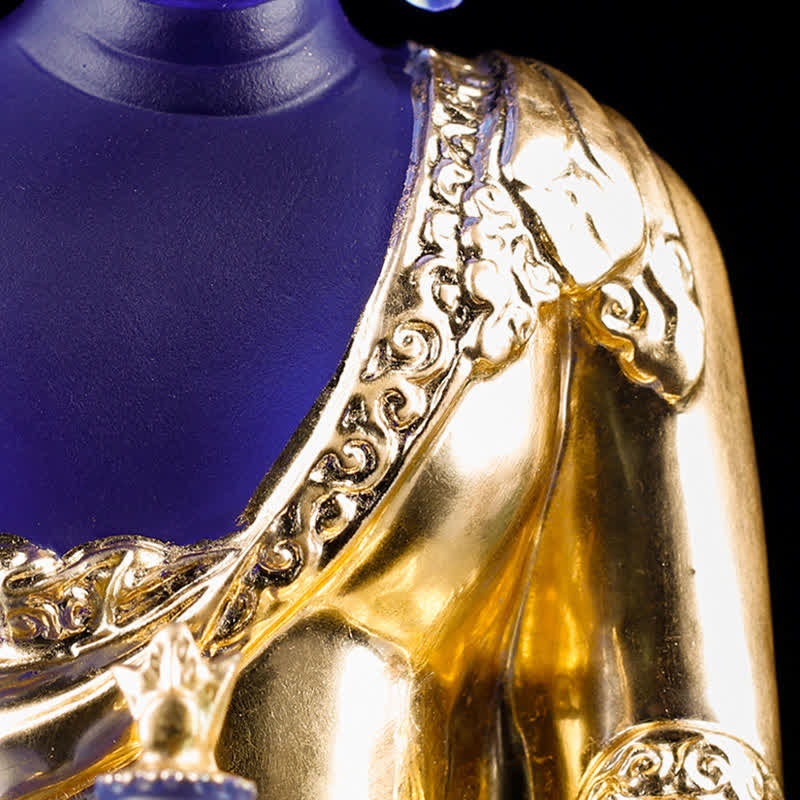 Buddha Stones Buddha della medicina Fatto a mano Liuli Cristallo Pezzo d'arte Statua della compassione Casa Ufficio Offerta Decorazione - image 18