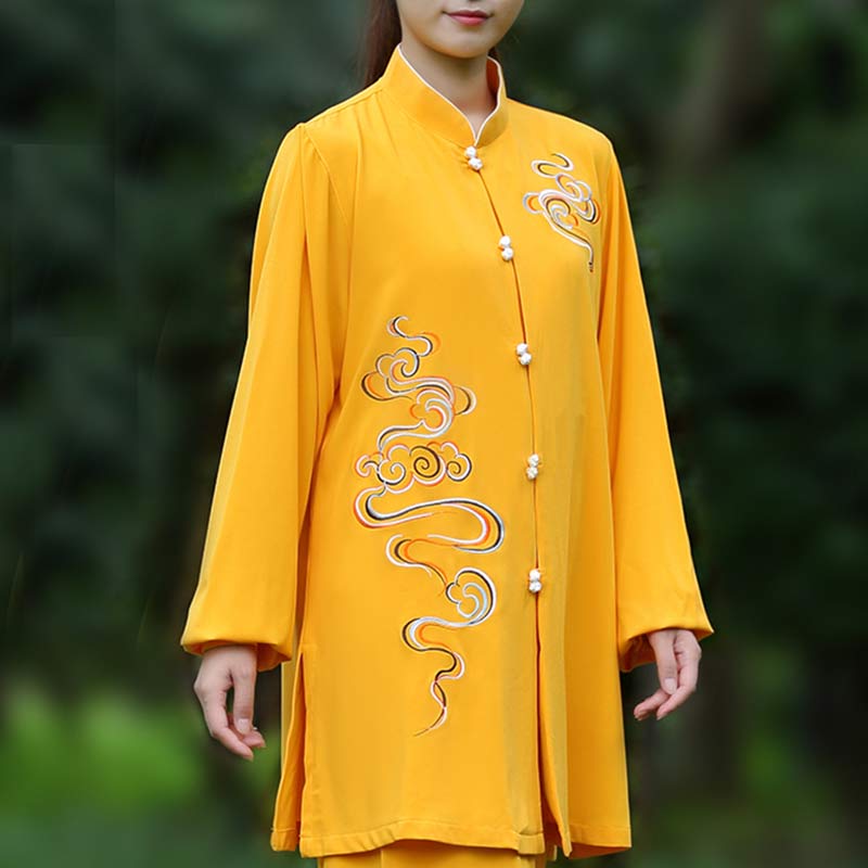 Buddha Stones Nuvole di buon auspicio Ricamo Meditazione Preghiera Spirituale Zen Tai Chi Qigong Pratica Set di abbigliamento unisex