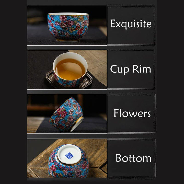 Buddha Stones Jingdezhen Porcellana Smaltata Decorazione Fiori Colorati Tazza da Tè in Ceramica Tazze da Tè Kung Fu
