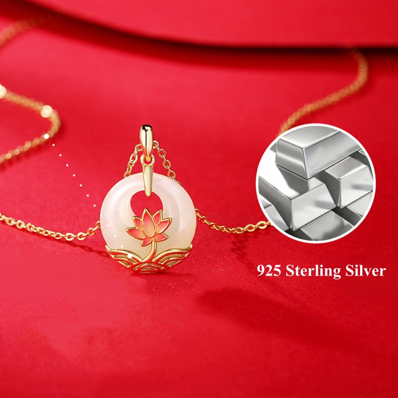 Collana con ciondolo a forma di fiore di loto in giada bianca Hetian, in argento sterling 925, Buddha Stones - image 9