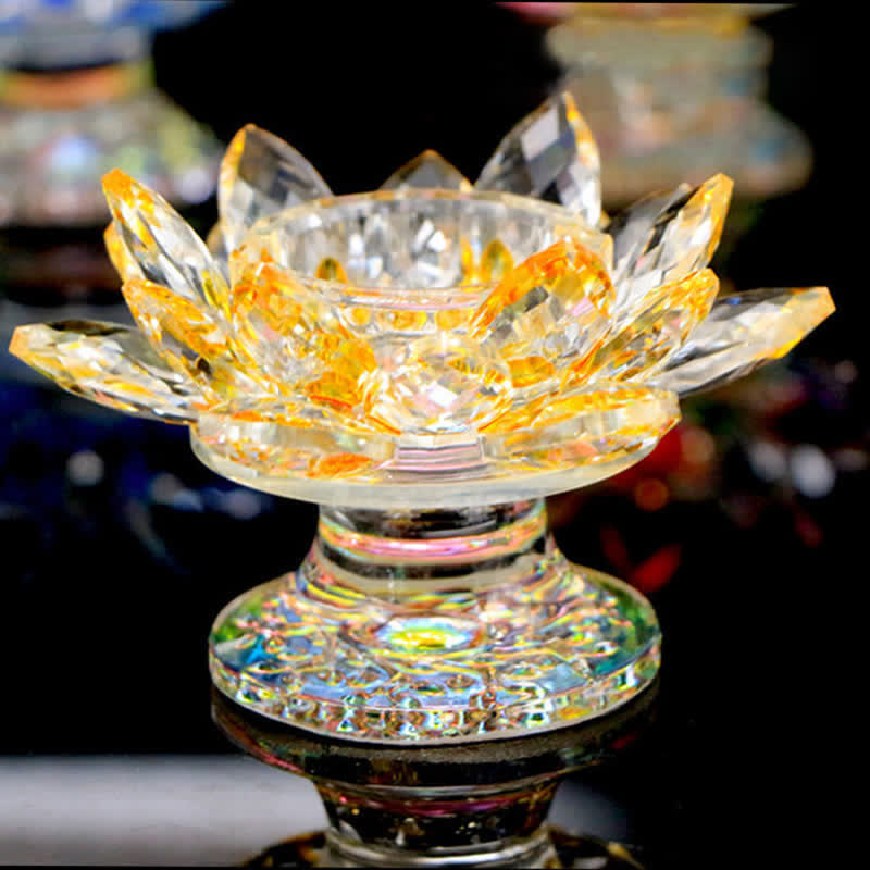 Portacandele in cristallo a forma di fiore di loto, decorazione per la casa e l'ufficio