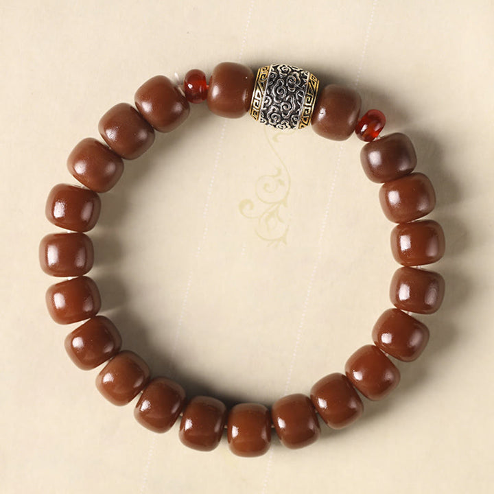 Braccialetto di perline di carattere Fu Buddha Stones, semi di Bodhi, nuvola di buon auspicio, pace