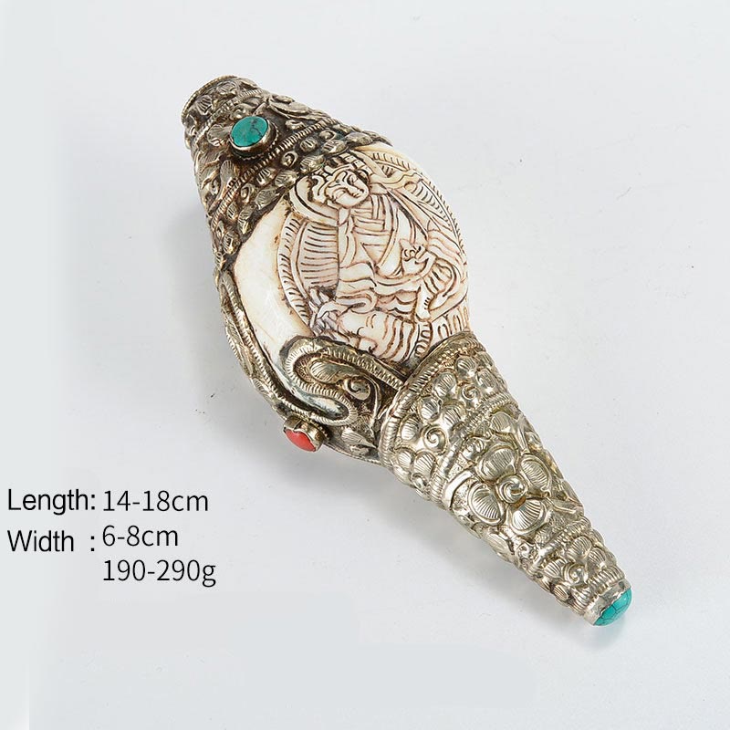 Decorazione positiva della ricchezza della conchiglia del Buddha Shankha incisa a mano tibetana - Guru Rinpoche - image 14