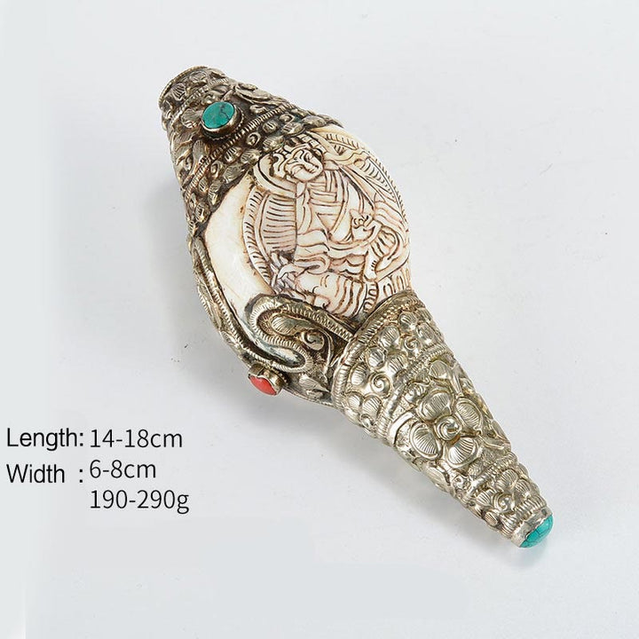 Decorazione positiva della ricchezza della conchiglia del Buddha Shankha incisa a mano tibetana - Guru Rinpoche - image 14