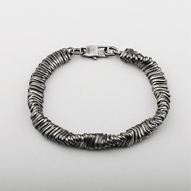 Bracciale a catena con design intrecciato vintage in argento sterling 925 Buddha Stones, per la guarigione della ricchezza